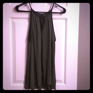 NWOT H&M keyhole tank olive green black trim xs